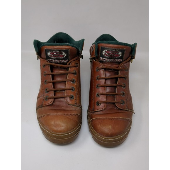 Vintage Y2K Skechers Chunky Ankle Boots Leather Lace Up Brown Shoes Mens Size 9‎ main image 9